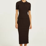 Acı Kahve Polo Yaka Dalga Desenli Kadın Kazak  Mısırlı 1951