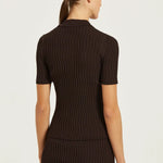 Acı Kahve Polo Yaka Dalga Desenli Kadın Kazak  Mısırlı 1951