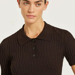 Acı Kahve Polo Yaka Dalga Desenli Kadın Kazak  Mısırlı 1951