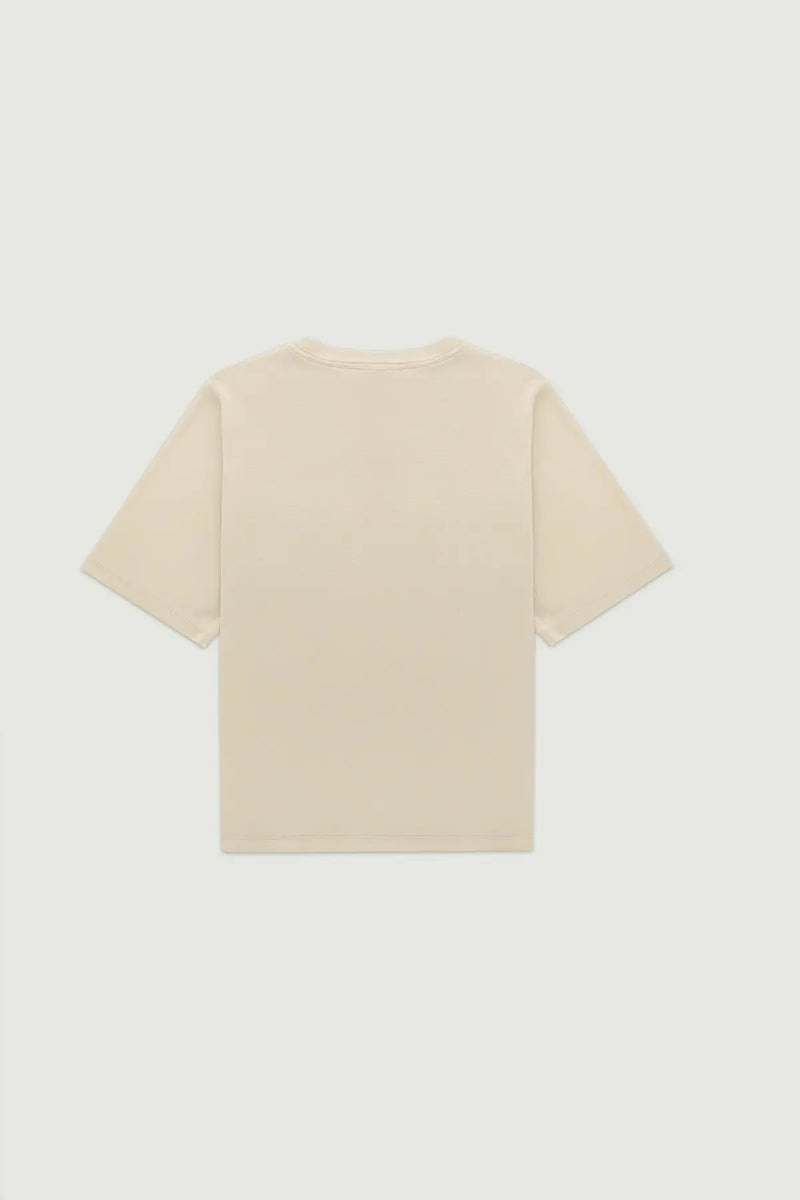 Açık Bej Yaka Cepli Kadın Tişört  Mısırlı 1951