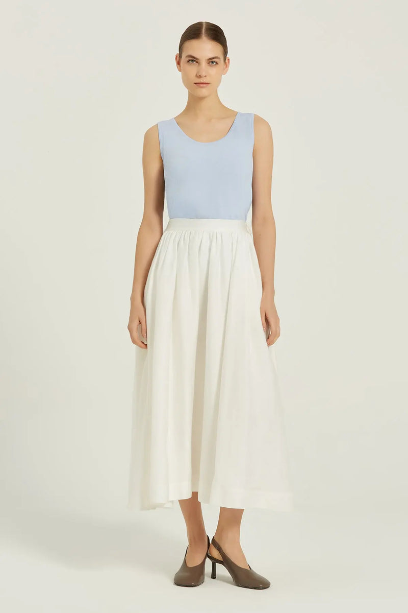 Ekru Cep Detaylı Uzun Kloş Etek  Mısırlı 1951