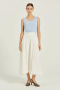 Ekru Cep Detaylı Uzun Kloş Etek
