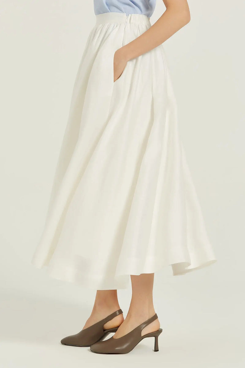 Ekru Cep Detaylı Uzun Kloş Etek  Mısırlı 1951