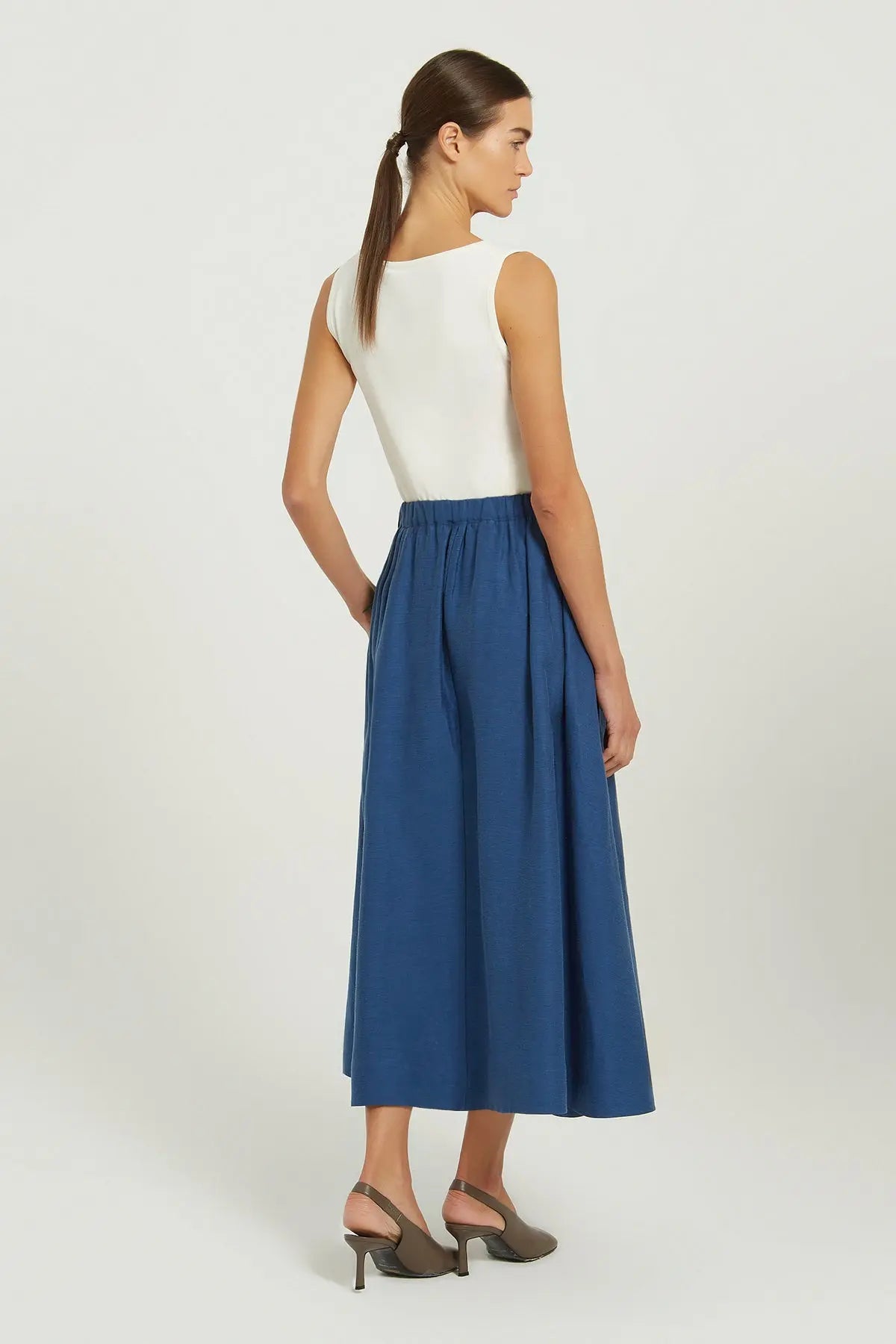 Lacivert Cep Detaylı Uzun Kloş Etek  Mısırlı 1951