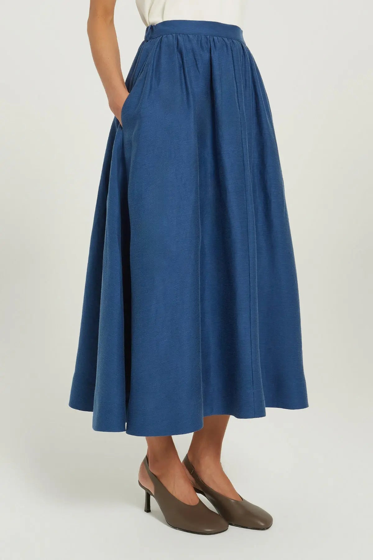 Lacivert Cep Detaylı Uzun Kloş Etek  Mısırlı 1951