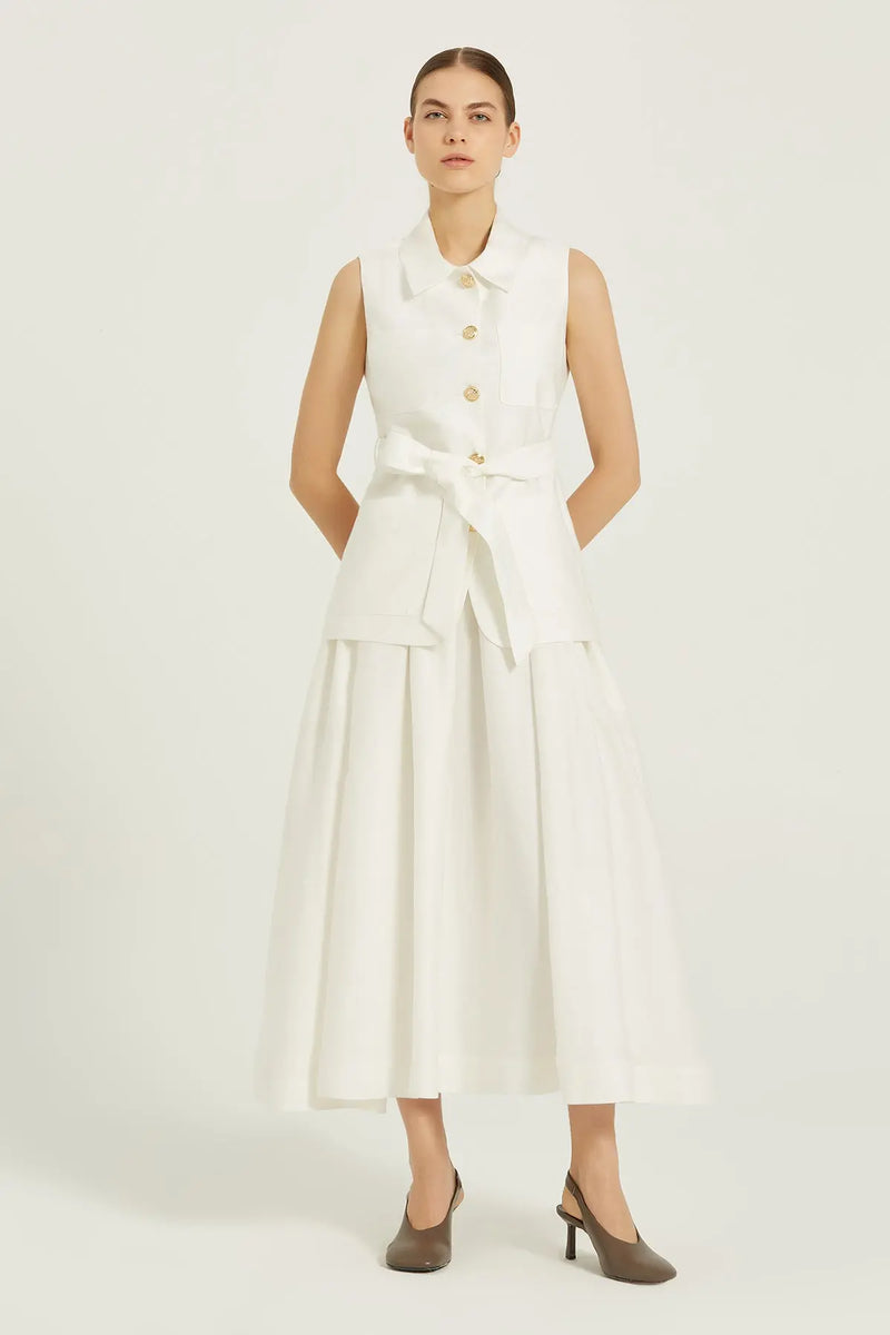 Ekru Kuşak Detaylı Kadın Yelek  Mısırlı 1951