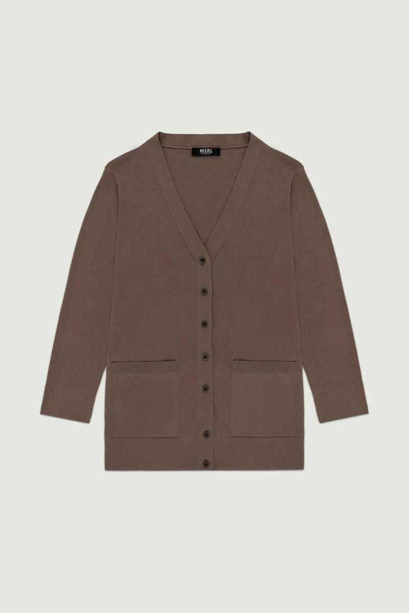 Vizon V Yaka Ön Cepli Oversize Kadın Hırka  Mısırlı 1951