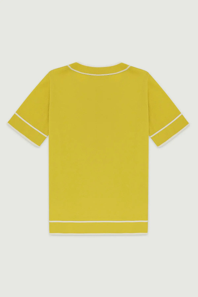 Sarı Ekru Şeritli Kadın T-Shirt  Mısırlı 1951