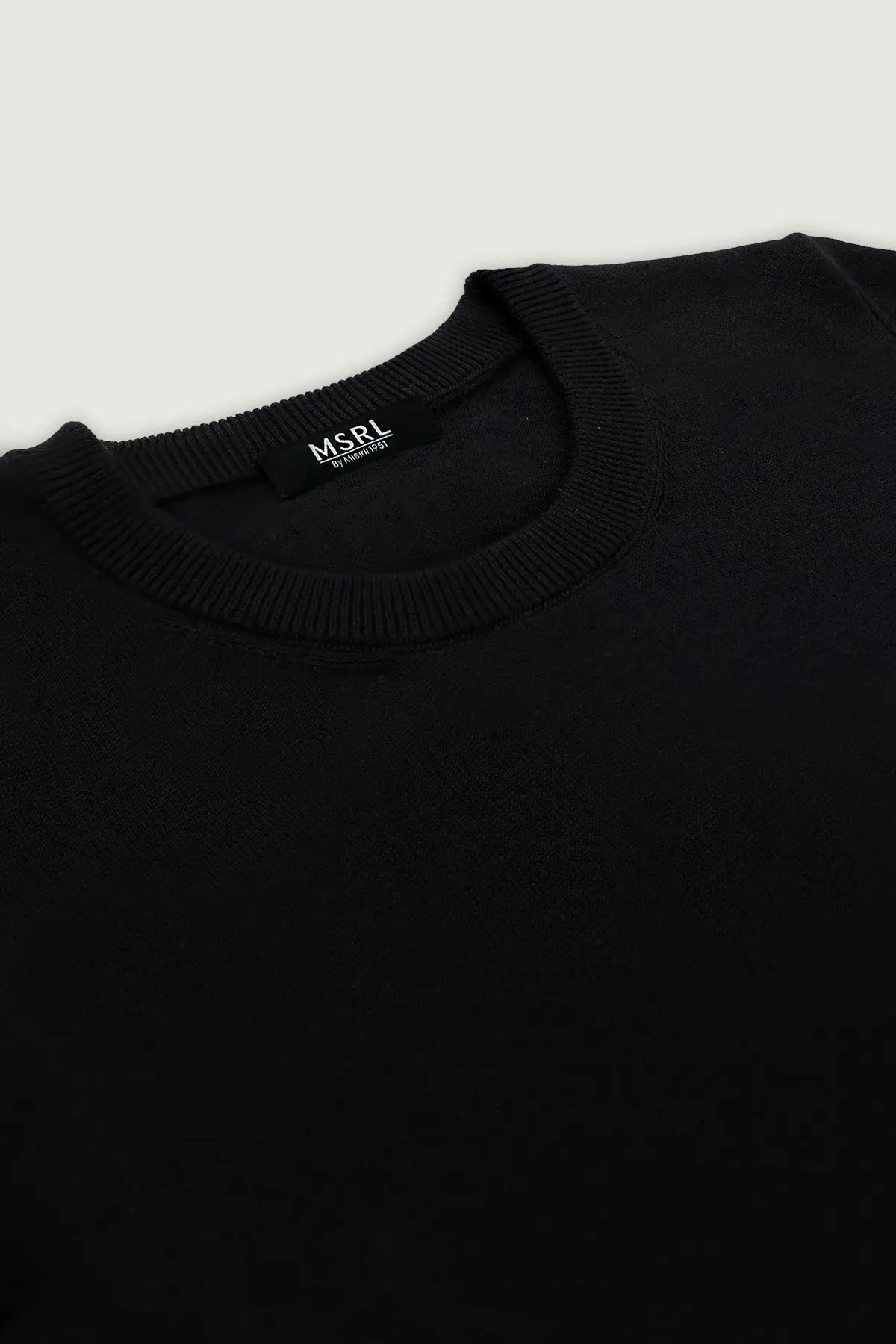 Siyah Rib Detaylı Kadın T-Shirt  Mısırlı 1951