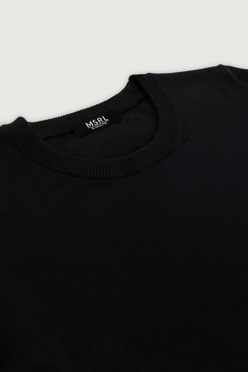 Siyah Rib Detaylı Kadın T-Shirt  Mısırlı 1951
