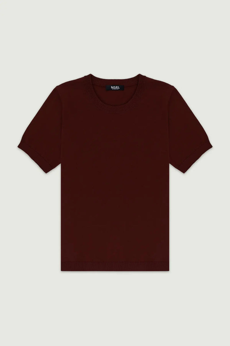 Mürdüm Rib Detaylı Kadın T-Shirt  Mısırlı 1951