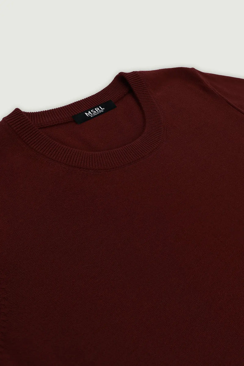 Mürdüm Rib Detaylı Kadın T-Shirt  Mısırlı 1951