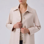 Açık Bej Gömlek Yaka Düğmeli Kadın Trençkot  Mısırlı 1951