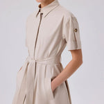 Açık Bej Gömlek Yaka Kısa Kollu Uzun Elbise  Mısırlı 1951