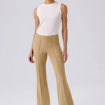 Açık Bej Nervürlü İspanyol Paça Kadın Pantolon  Mısırlı 1951