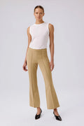 Açık Bej Nervürlü İspanyol Paça Kadın Pantolon