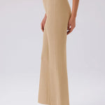 Açık Bej Nervürlü İspanyol Paça Kadın Pantolon  Mısırlı 1951