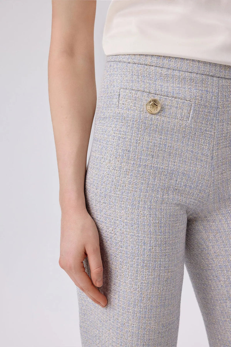 Açık Mavi Gold Düğme Detaylı Tüvit Pantolon