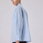 Bebe Mavi Taş İşlemeli Oversize Kadın Gömlek  Mısırlı 1951