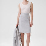 Açık Mavi Yırtmaç Detaylı Kalem Etek  Mısırlı 1951