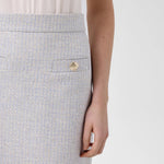 Açık Mavi Yırtmaç Detaylı Kalem Etek  Mısırlı 1951