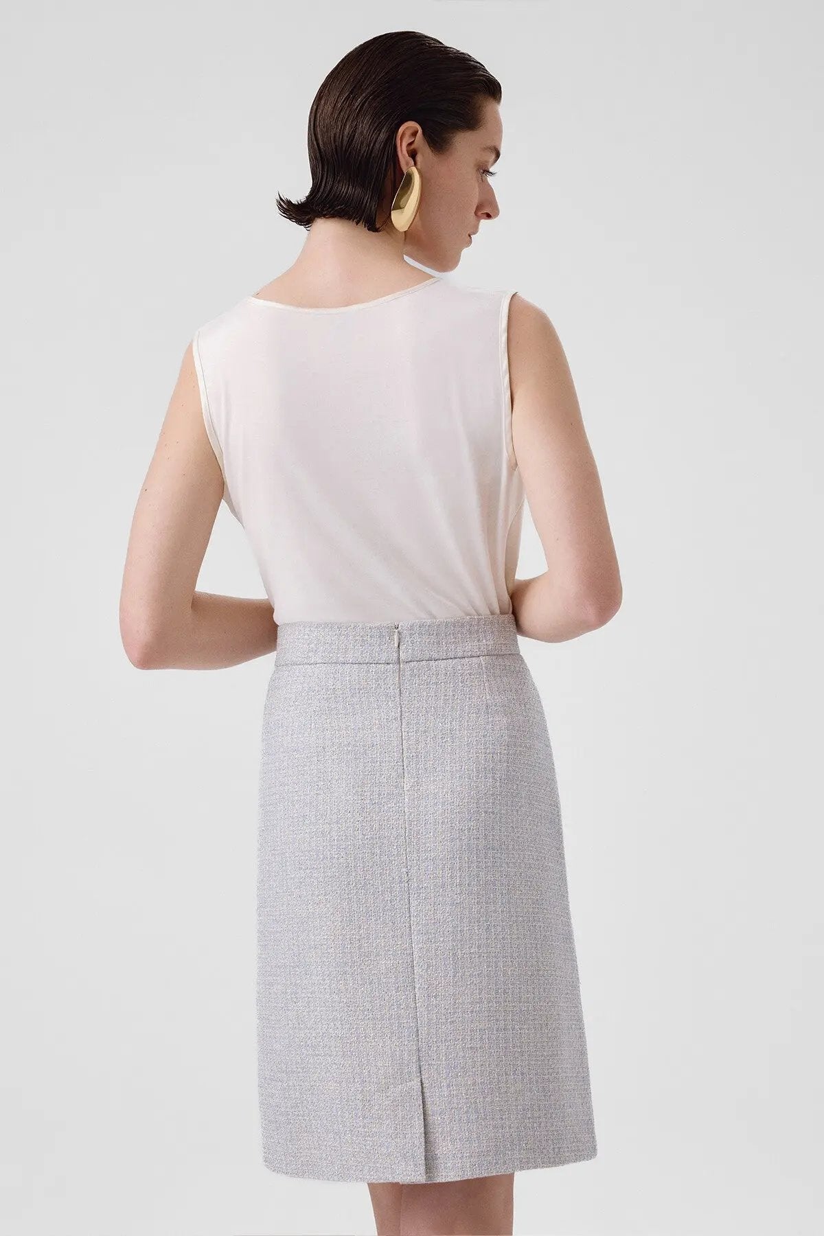 Açık Mavi Yırtmaç Detaylı Kalem Etek  Mısırlı 1951