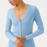 Bebe Mavi V Yaka Fitilli İnce Kadın Hırka  Mısırlı 1951