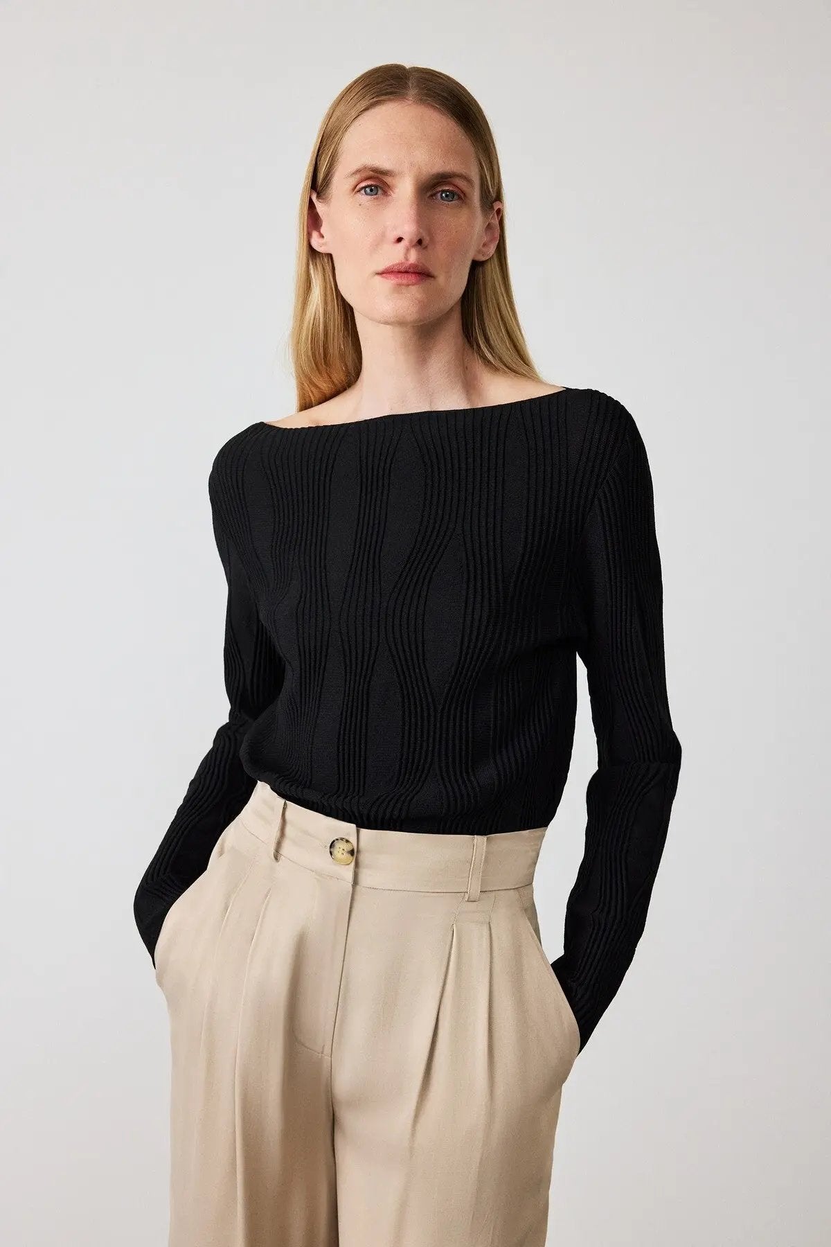 Beige Palazzo Geniş Paça Kadın Pantolon  Mısırlı 1951