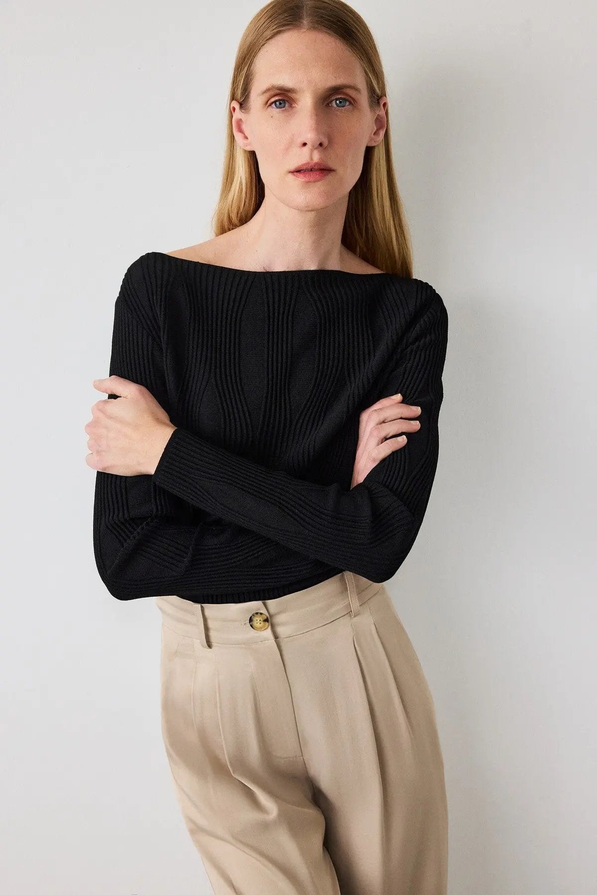 Beige Palazzo Geniş Paça Kadın Pantolon  Mısırlı 1951