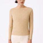 Bej Kayık Yaka Desenli Kadın Kazak  Mısırlı 1951