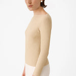 Bej Kayık Yaka Desenli Kadın Kazak  Mısırlı 1951