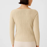 Bej Kayık Yaka Desenli Kadın Kazak  Mısırlı 1951