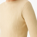 Bej Kayık Yaka Desenli Kadın Kazak  Mısırlı 1951