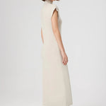 Bej Vatkalı Balıkçı Yaka Uzun Elbise  Mısırlı 1951