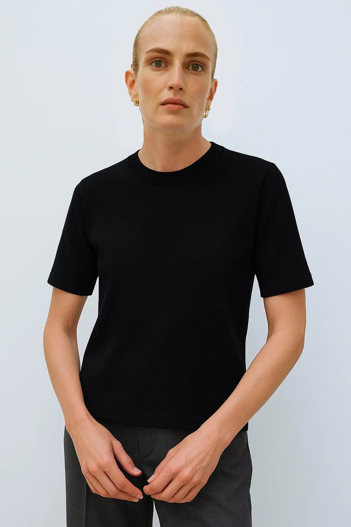 Siyah Bisiklet Yaka Kadın Kazak  Mısırlı 1951