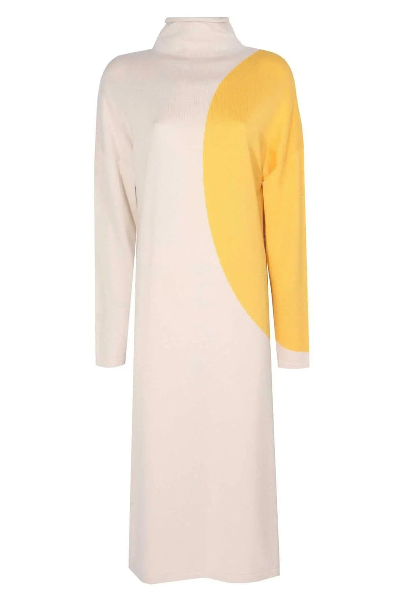 Boğazlı Ekru Elbise