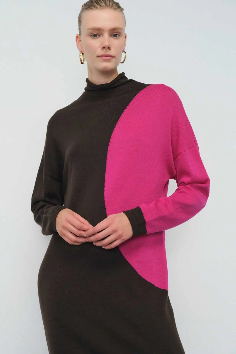 Boğazlı Kahverengi Elbise  Mısırlı 1951