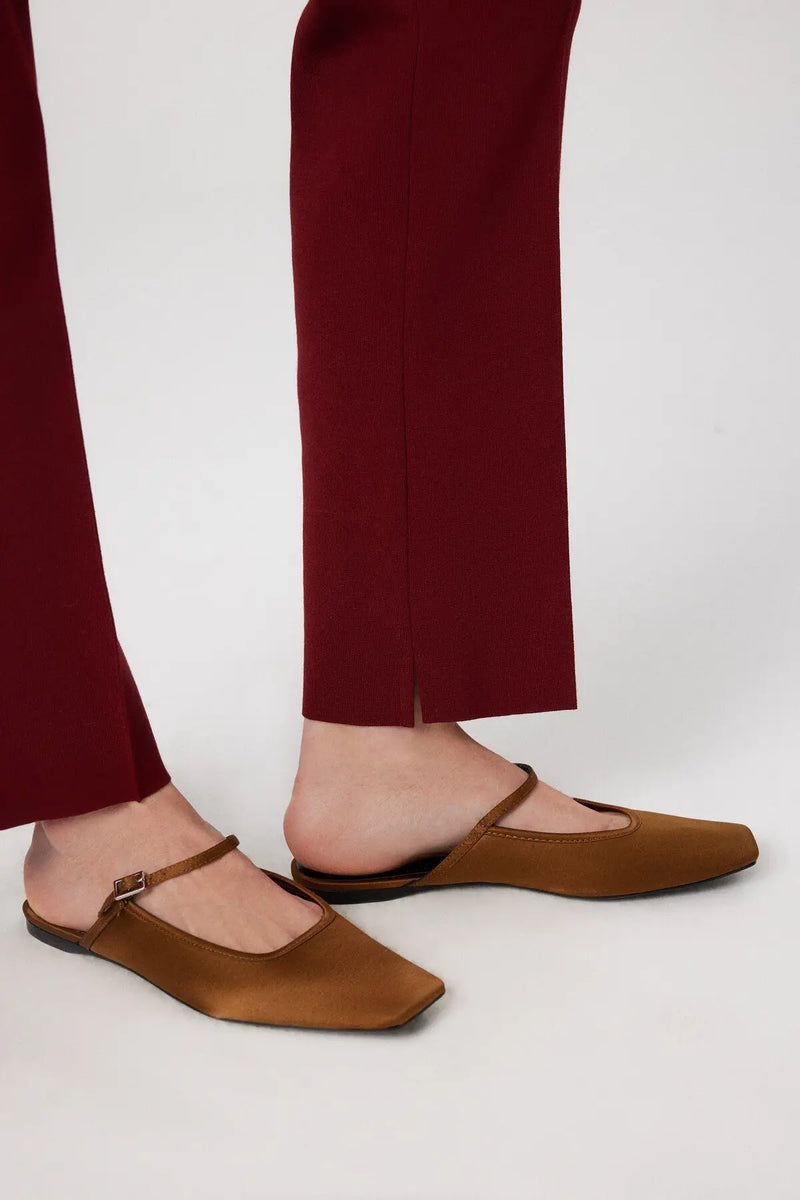 Bordo Nervür Dikişli Cep Detaylı Kadın Pantolon  Mısırlı 1951