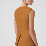 Camel Gold Düğmeli Cep Detaylı Kadın Yelek  Mısırlı 1951