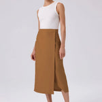 Camel Kruvaze Asimetrik Yırtmaçlı Midi Etek  Mısırlı 1951