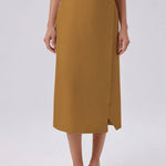 Camel Kruvaze Asimetrik Yırtmaçlı Midi Etek  Mısırlı 1951