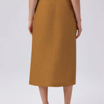 Camel Kruvaze Asimetrik Yırtmaçlı Midi Etek  Mısırlı 1951