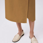 Camel Kruvaze Asimetrik Yırtmaçlı Midi Etek  Mısırlı 1951