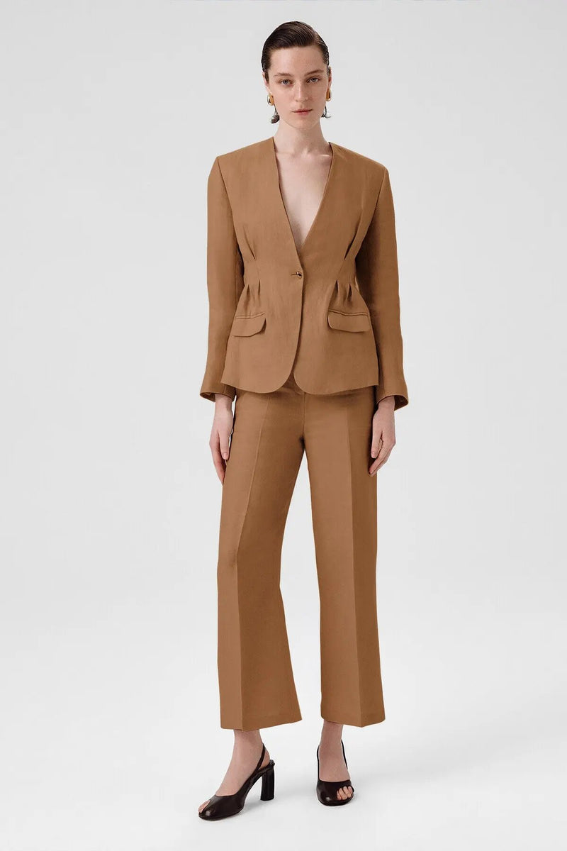 Camel Tek Düğmeli Kadın Blazer Ceket  Mısırlı 1951