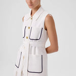 Ekru Beli Kuşak Bağlamalı Kadın Yelek  Mısırlı 1951