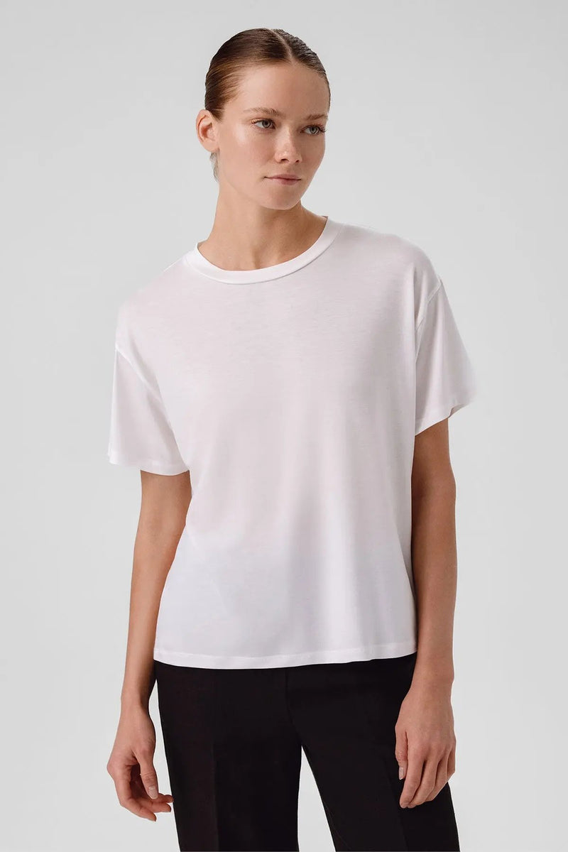 Ekru Bisiklet Yaka Basic Kadın Tişört  Mısırlı 1951