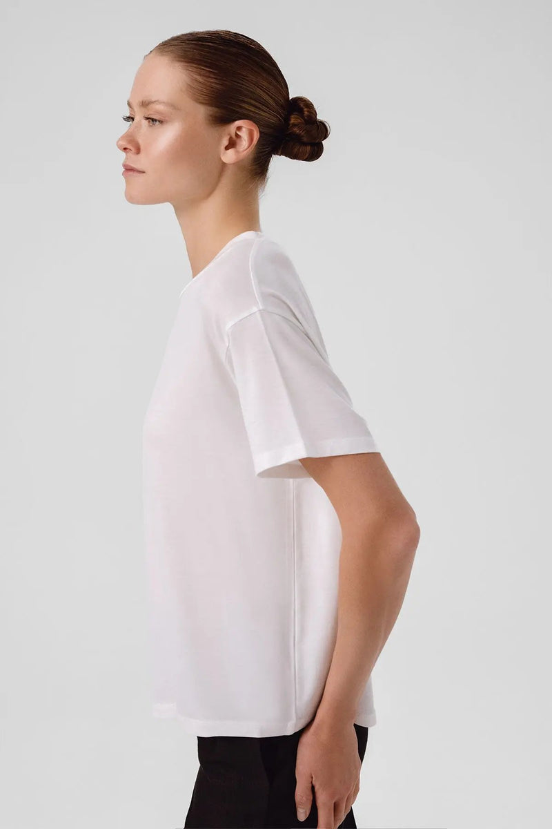 Ekru Bisiklet Yaka Basic Kadın Tişört  Mısırlı 1951