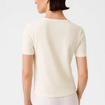 Ekru Bisiklet Yaka Kısa Kollu Kadın Kazak  Mısırlı 1951