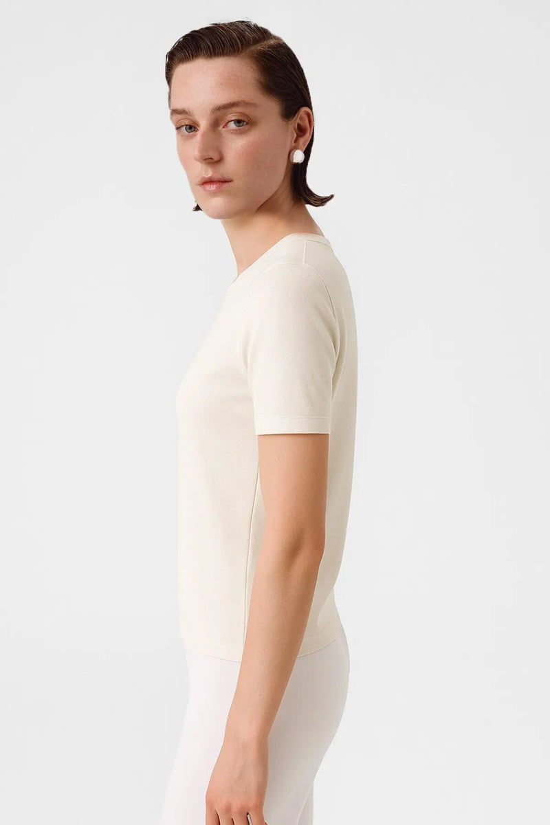 Ekru Bisiklet Yaka Kısa Kollu Kadın Kazak