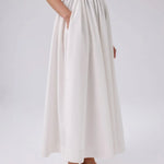 Ekru Cep Detaylı Uzun Kloş Etek  Mısırlı 1951